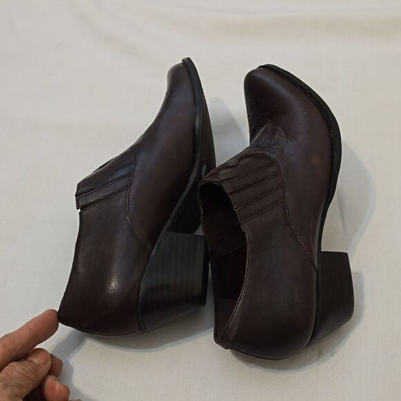 Reba • Lane Western Brown Leather Slip On Pointed Toe Cowgirl Booties Si… - Picture 4 of 11